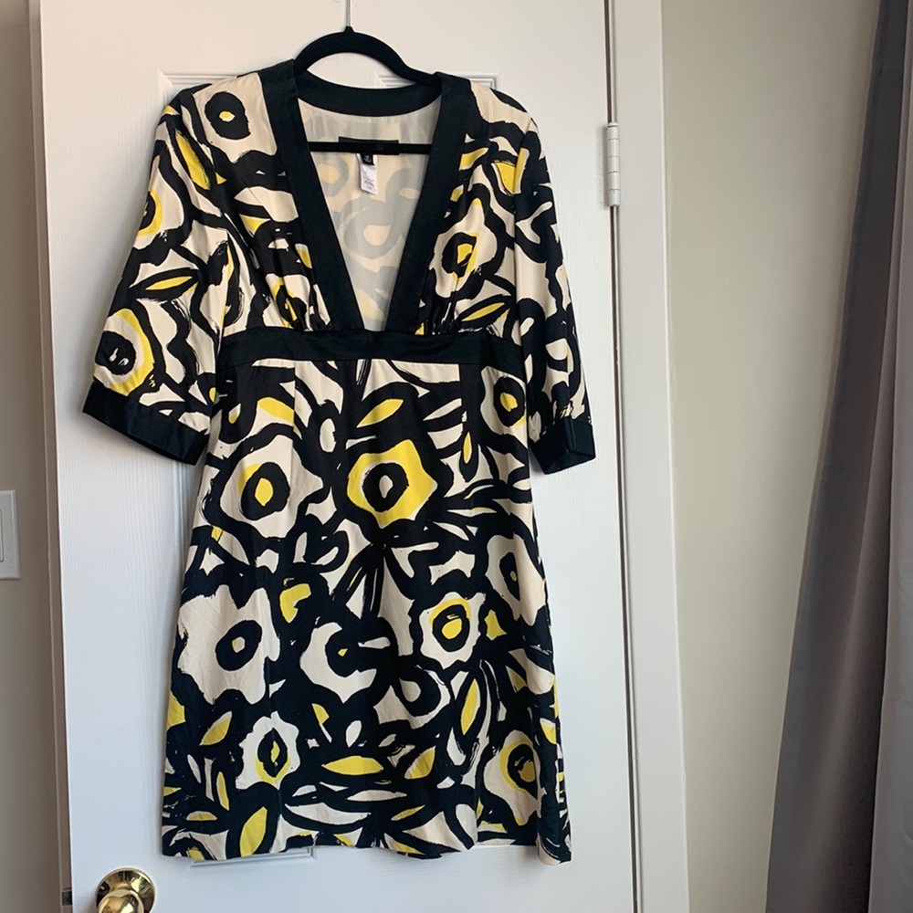 Nine West Silk V Neck Print Dress